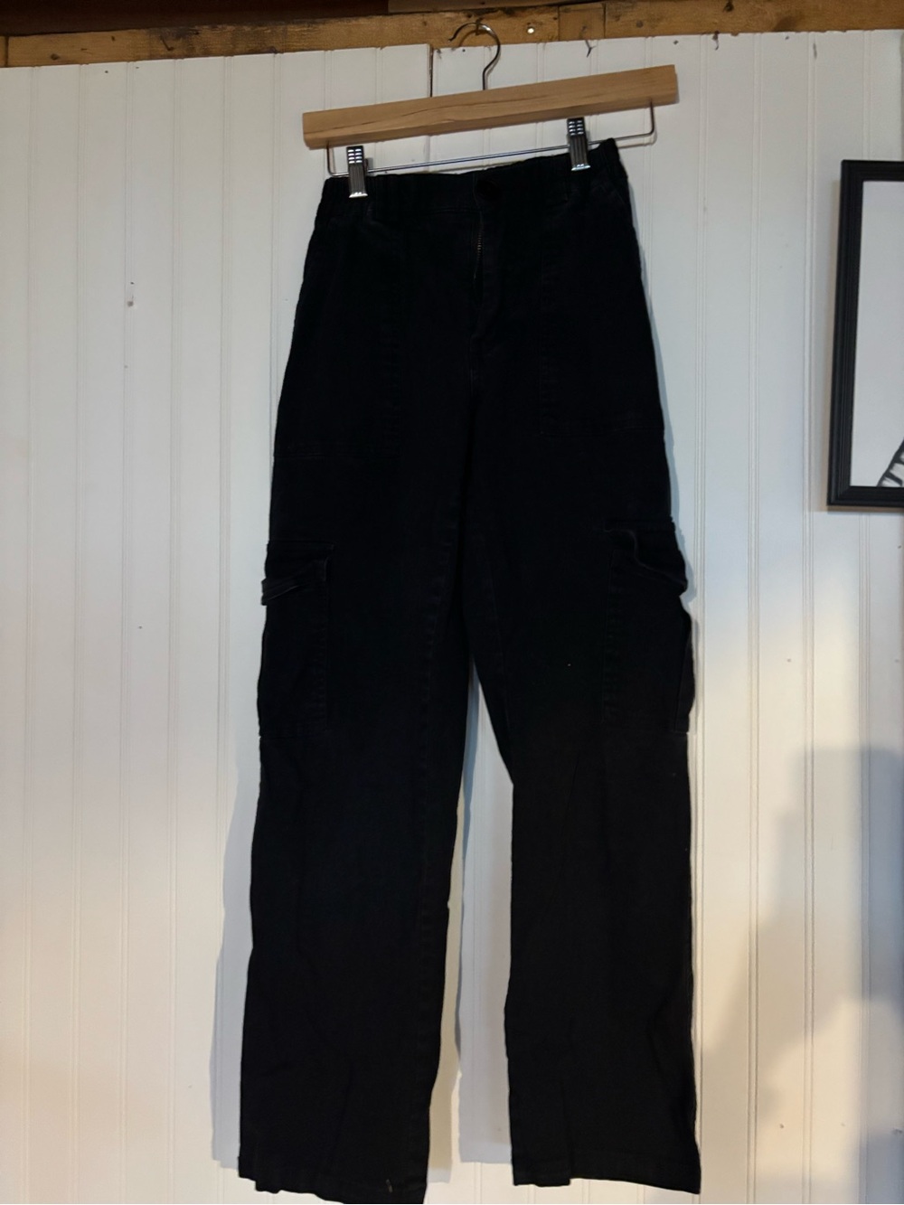 Weathered Black cargo pants jegging material